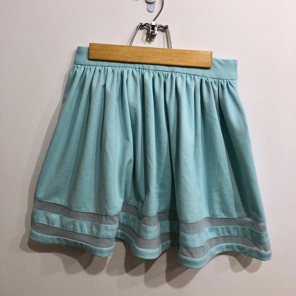 ASOS Turquoise Skater Skirt with Sheer Detailing